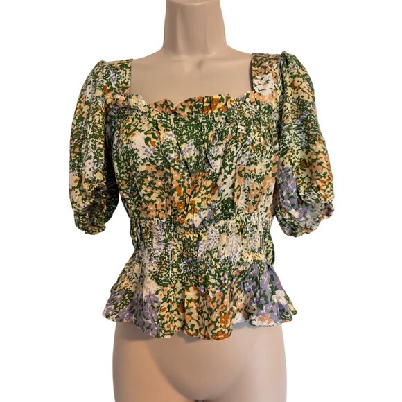 Cynthia Rowley Size Small Crop Top Balloon Puff Short Sleeve NWT - Picture 1 of 8